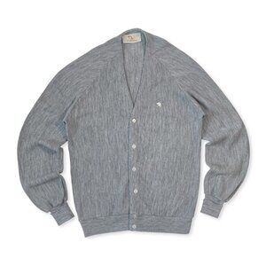 Vintage Arnold Palmer Sweater Knit Cardigan Grey Grandpa Minimalist Preppy 70s